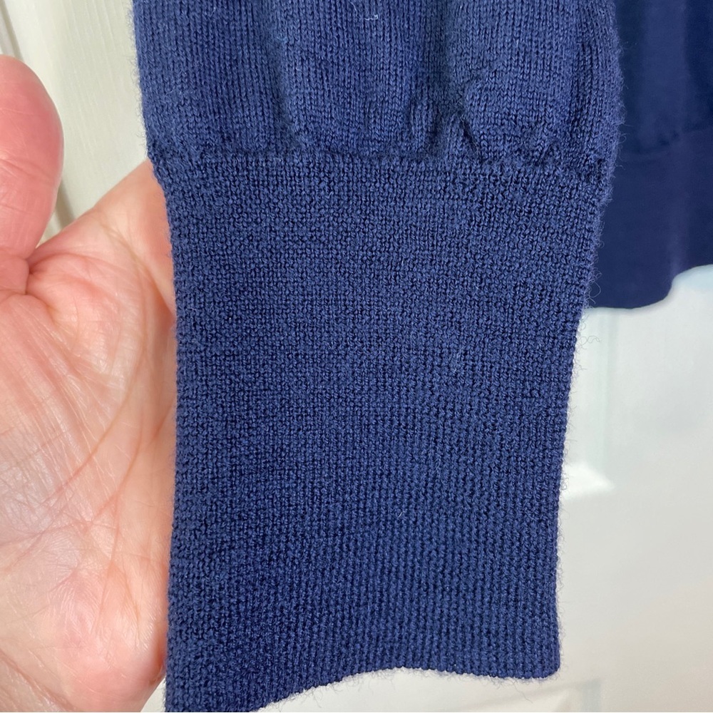 J.CREW Blue 100% Merino Wool Sweater Pullover Cold Shoulder Top Size Small - Picture 9 of 16